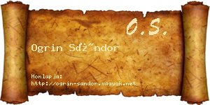 Ogrin Sándor névjegykártya